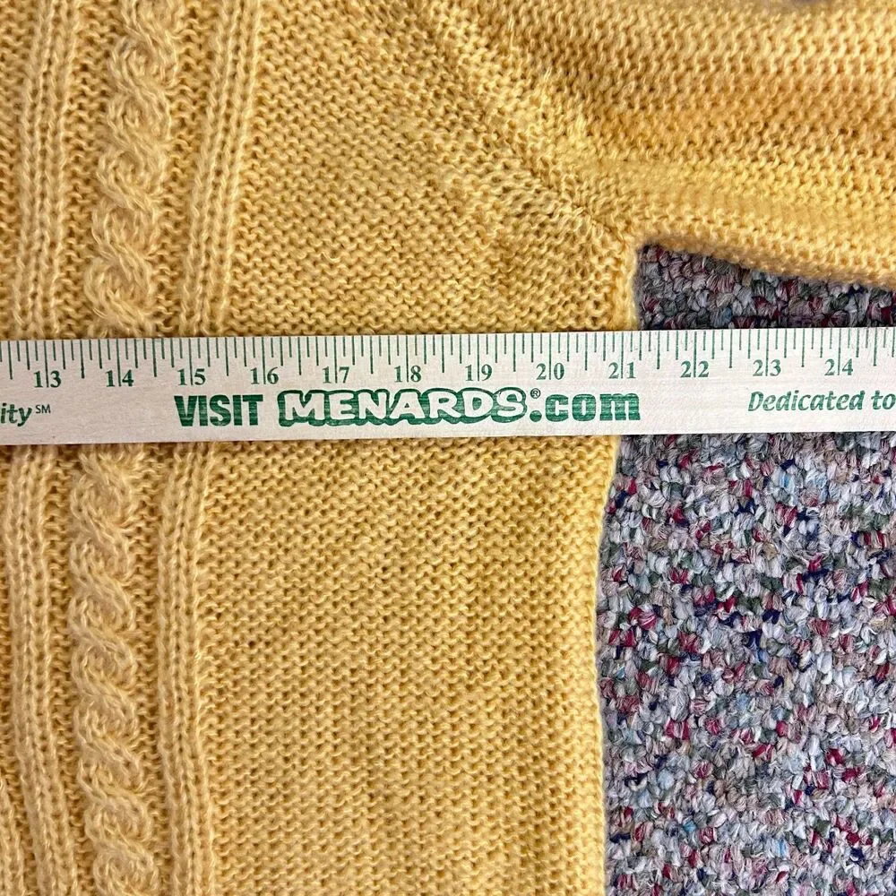 Wooden Ships Womens Yellow Mohair Blend Cable Chunky Knit Crewneck Sweater Sz XS